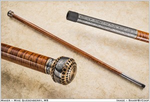 Damascus tip and ball cane